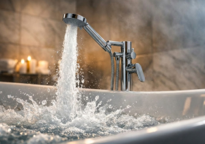 high flow rate floor standing bath mixer