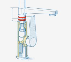 single lever mixer cross section diagram
