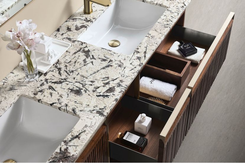 Modern solid wood multi-compartment bathroom vanity